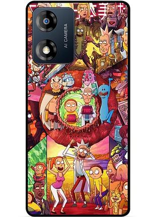 Силиконовый чехол бампер для motorola moto g04 с картинкой rick and morty рик и морти