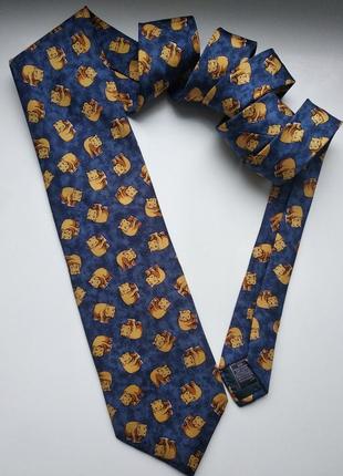 👔 необычный винтажный шелковый галстук унисекс с бегемотиками 80-90 гг st.michael m&s 👔