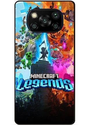 Силиконовый бампер чехол для xiaomi poco x3 игра майнкрафт minecraft