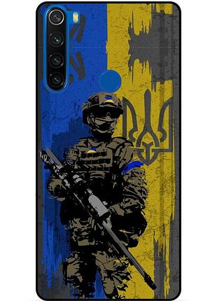 Силиконовый бампер чехол для xiaomi redmi note 8 с рисунком зсу украина воин