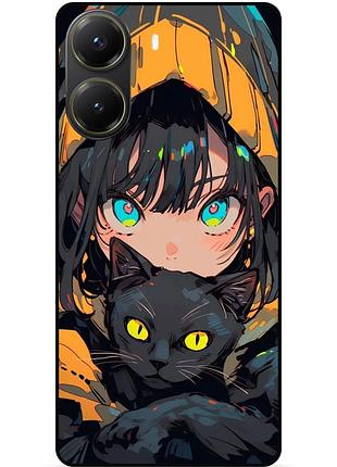 Силіконовий бампер чохол для xiaomi poco x7 pro з малюнком котик аніме