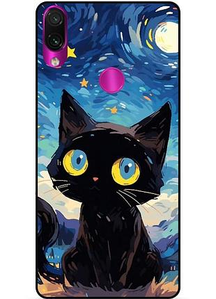 Силіконовий бампер чохол для huawei honor 8x котик ван гог зіркова ніч