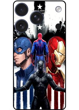 Чехол силиконовый бампер для iphone 17 pro с рисунком marvel марвел человек паук