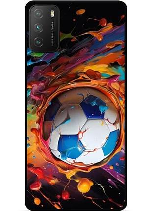 Силіконовий чохол бампер для xiaomi poco m3 з малюнком футбол мяч