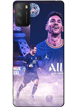 Силиконовый бампер чехол для xiaomi poco m3 с рисунком messi psg месси