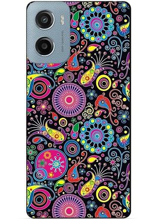 Чехол силиконовый бампер для motorola moto e15 с рисунком восточные узоры