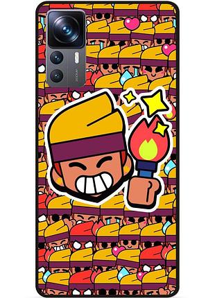 Силиконовый бампер чехол для xiaomi 12t стикеры бравл амбер brawl
