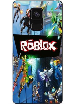 Чехол силиконовый бампер для samsung a8 plus с картинкой roblox роблокс