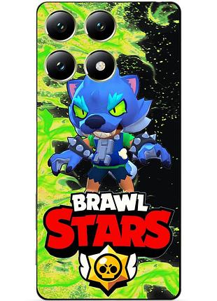 Чехол силиконовый бампер для xiaomi 14t с героем бравл леон оборотень brawl
