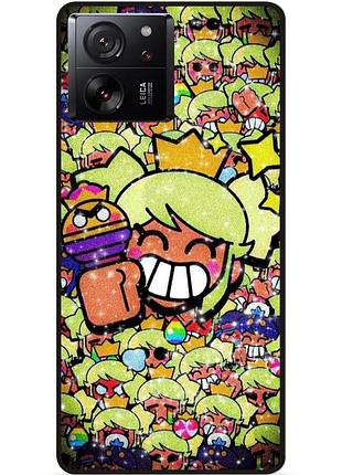 Силиконовый бампер чехол для xiaomi 13t стикеры бравл менди brawl