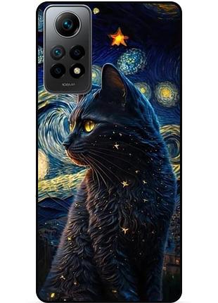 Силиконовый бампер чехол для xiaomi poco x4 pro 5g с рисунком кошечка ван гог звездная ночь
