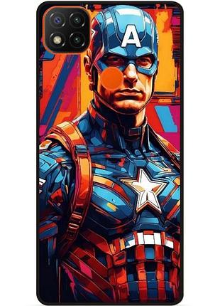 Силіконовий бампер чохол для xiaomi redmi 9c з малюнком капитан америка marvel captain america