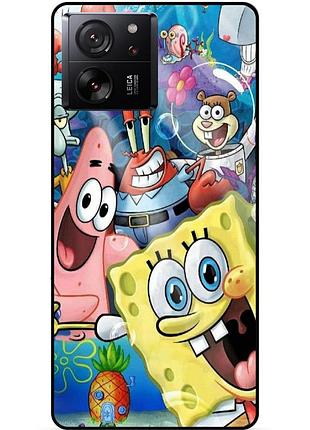 Силіконовий чохол бампер для xiaomi 13t з малюнком губка боб sponge bob
