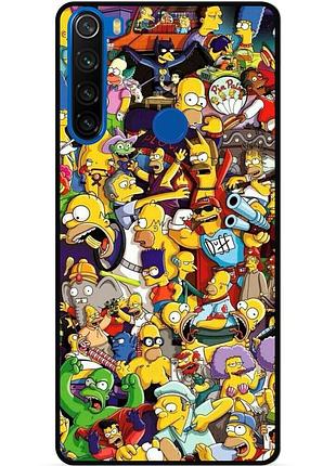 Чехол силиконовый бампер для xiaomi redmi note 8 с рисунком стикеры симпсоны мультяшки simpsons