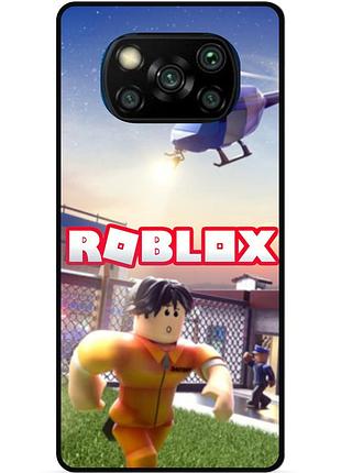 Силиконовый чехол бампер для xiaomi poco x3 с картинкой roblox роблокс