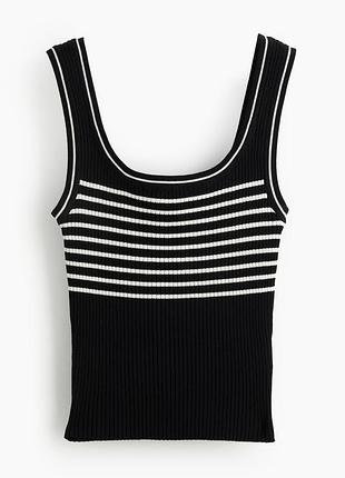 H&m чорний топ в рубчик віскоза , якісний s -m розмір