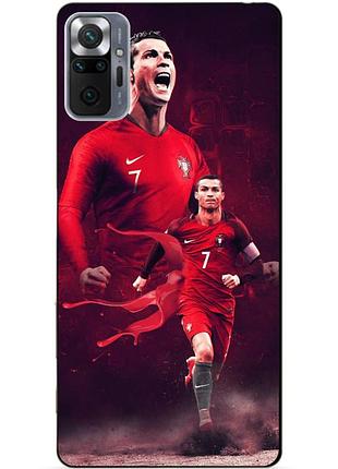 Силиконовый бампер чехол для xiaomi redmi note 10 pro с рисунком ronaldo португалия роналдо