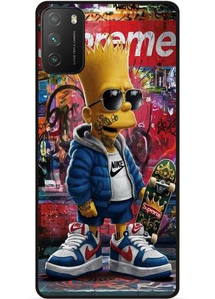 Чехол силиконовый бампер для xiaomi poco m3 с рисунком барт симпсон marvel simpsons