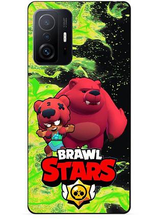 Чехол силиконовый бампер для xiaomi 11t с героем бравл нита мишка brawl