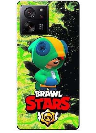 Силіконовий бампер чохол для xiaomi 13t з героєм бравл леон бравл brawl