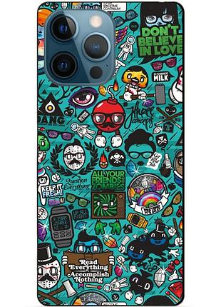 Чехол силиконовый бампер для iphone 14 pro max с рисунком стикеры