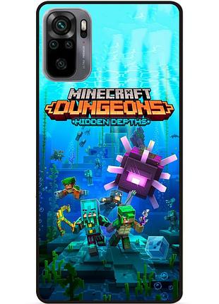 Силиконовый бампер чехол для xiaomi redmi note 10s с рисунком майнкрафт minecraft