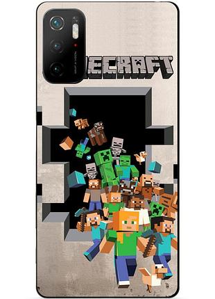 Силіконовий чохол бампер для xiaomi poco m3 pro з картинкою minecraft майнкрафт