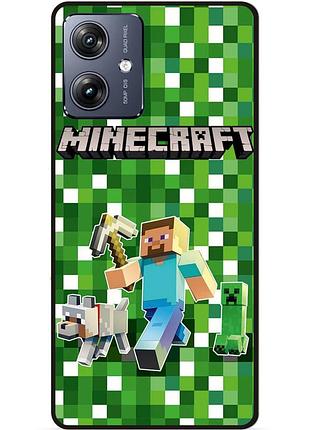 Силіконовий чохол бампер для motorola moto g55 стів minecraft кріпер майнкрафт
