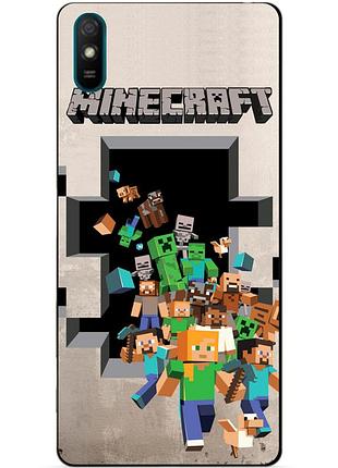 Силиконовый бампер чехол для huawei y5 2019 с картинкой minecraft майнкрафт