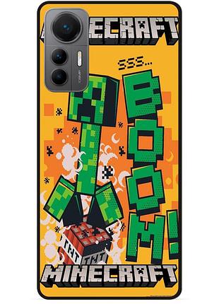 Силіконовий чохол бампер для xiaomi 12 lite стів minecraft кріпер майнкрафт