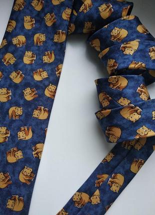 👔 необычный винтажный шелковый галстук унисекс с бегемотиками 80-90 гг st.michael m&s 👔4 фото