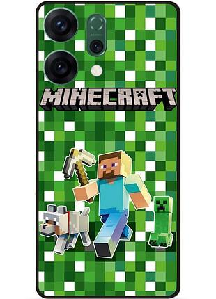 Силіконовий чохол бампер для oppo reno 14 стів minecraft кріпер майнкрафт