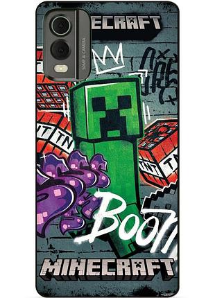 Силіконовий чохол бампер для nokia c32 з малюнком майнкрафт minecraft