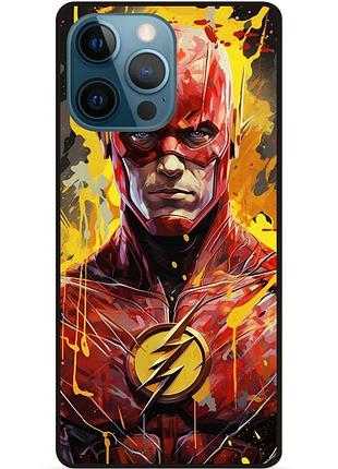 Чехол силиконовый бампер для iphone 13 pro max с рисунком flash marvel человек молния