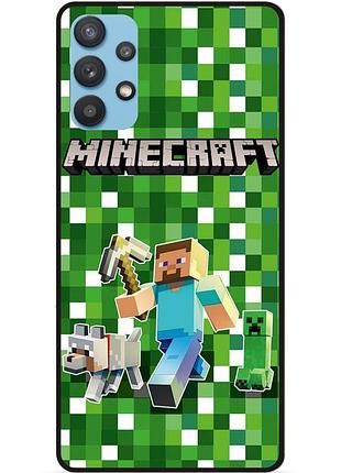 Силіконовий чохол бампер для samsung a52 стів minecraft кріпер майнкрафт