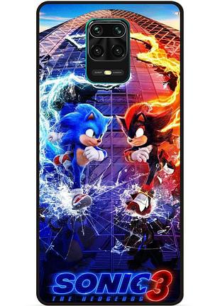Силиконовый чехол бампер для xiaomi redmi note 9 pro с картинкой шэдоу sonik соник