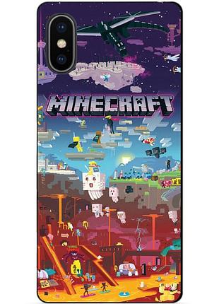 Силиконовый бампер чехол для iphone x 10 игра minecraft майнкрафт