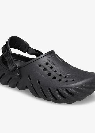 Оригінал! сша! унісекс тапочки crocs echo clog shoes black 207937-001 крокси нові літні