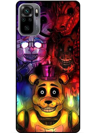 Силиконовый бампер чехол для xiaomi redmi note 10 с рисунком фредди freddy аниматроники