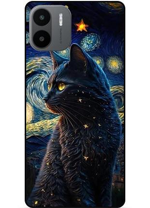 Силиконовый бампер чехол для xiaomi redmi a2 с рисунком кошечка ван гог звездная ночь