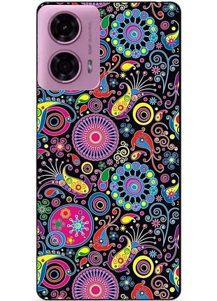 Чехол силиконовый бампер для motorola moto g24 power с рисунком восточные узоры