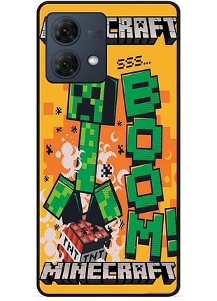 Силіконовий чохол бампер для motorola moto g84 стів minecraft кріпер майнкрафт