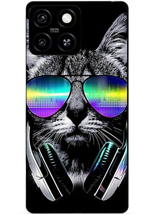Силіконовий чохол бампер для zte blade a55 з малюнком музичний кіт