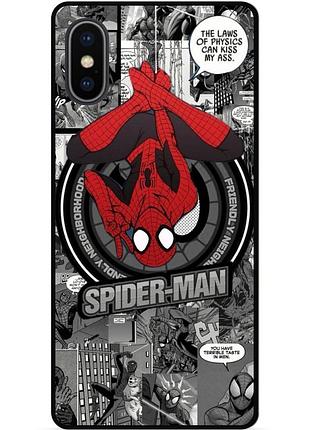Силиконовый чехол бампер для iphone x 10 с рисунком человек паук spider man