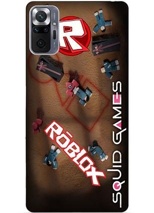 Силиконовый бампер чехол для xiaomi redmi note 10 pro с рисунком roblox игра в кальмара роблокс