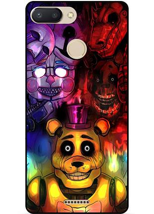 Силиконовый бампер чехол для xiaomi redmi 6 с рисунком фредди freddy аниматроники