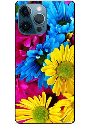 Чехол силиконовый бампер для iphone 14 pro с рисунком хризантемы цветы