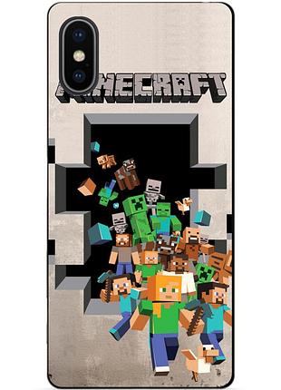 Силиконовый бампер чехол для iphone x 10 с картинкой minecraft майнкрафт