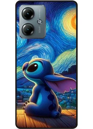 Силиконовый бампер чехол для motorola moto g14 stitch лило и стич