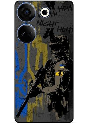 Чехол силиконовый бампер для tecno camon 20 pro с рисунком зсу украина night hunter